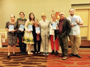 Author and Olympic swimmer Diana Nyad appears with a group of booksellers from Copperfield's Books