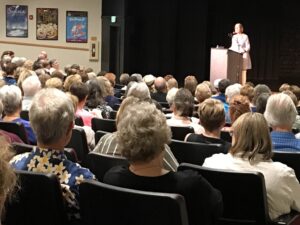 Louise Penny appears before a sold out crow d at the Luther Burbank Center for the Arts.